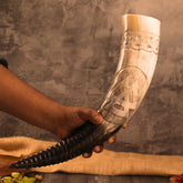 Viking Drinking Horn with Stand and Engraved ( Valknut )